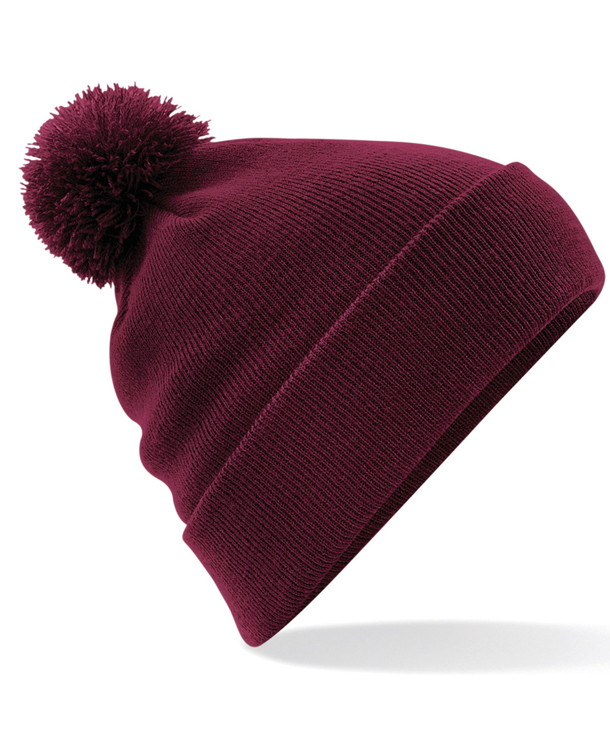 Tryck din logga på Mössor från Beechfield - Anpassa Original pom pom-mössa i färgen Burgundy One Size för företag, föreningar och privatpersoner