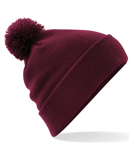 Tryck din logga på Mössor från Beechfield - Anpassa Original pom pom-mössa i färgen Burgundy One Size för företag, föreningar och privatpersoner