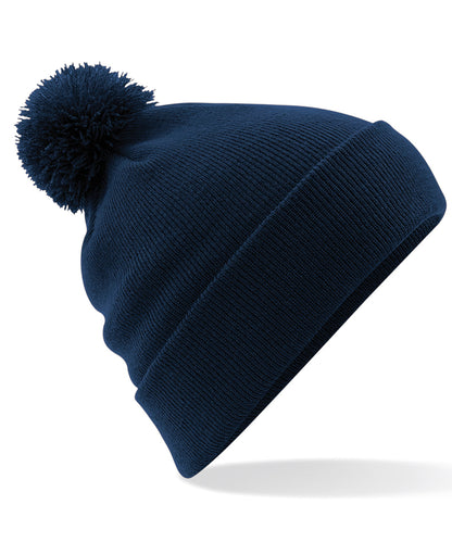Tryck din logga på Mössor från Beechfield - Anpassa Original pom pom-mössa i färgen Marinblå One Size för företag, föreningar och privatpersoner
