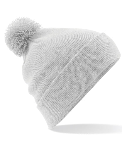 Tryck din logga på Mössor från Beechfield - Anpassa Original pom pom-mössa i färgen Ljusgrå One Size för företag, föreningar och privatpersoner