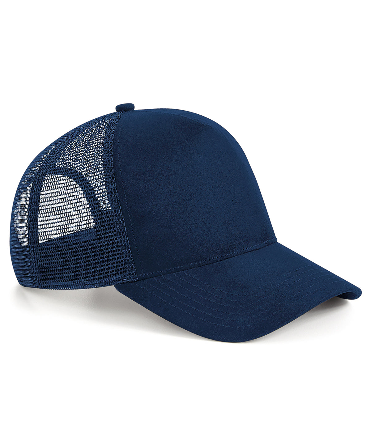 Tryck din logga på Kepsar från Beechfield - Anpassa Trucker med snapback i mocka i färgen Marinblå One Size för företag, föreningar och privatpersoner