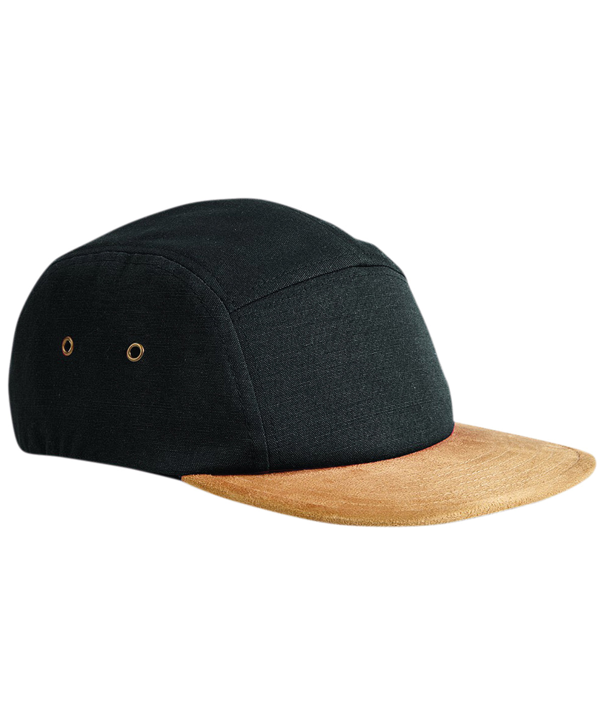 Tryck din logga på Kepsar från Beechfield - Anpassa 5-panel keps med mockaskärm i färgen Svart One Size för företag, föreningar och privatpersoner