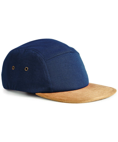 Tryck din logga på Kepsar från Beechfield - Anpassa 5-panel keps med mockaskärm i färgen Marinblå One Size för företag, föreningar och privatpersoner