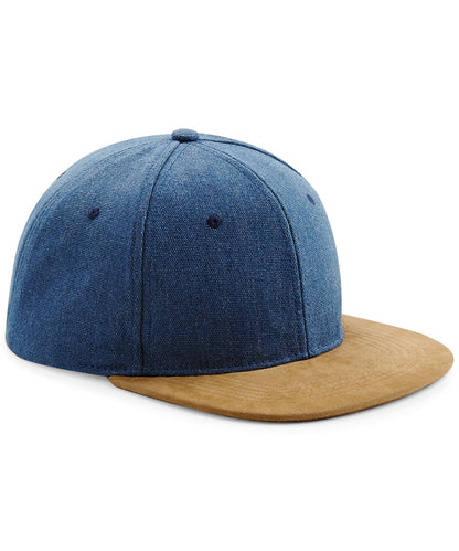 Tryck din logga på Kepsar från Beechfield - Anpassa Snapback med mockatopp i färgen Mellanblå One Size för företag, föreningar och privatpersoner