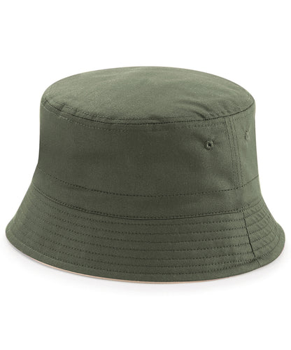 Tryck din logga på Hattar från Beechfield - Anpassa Vändbar bucket hat i färgen Oliv för företag, föreningar och privatpersoner