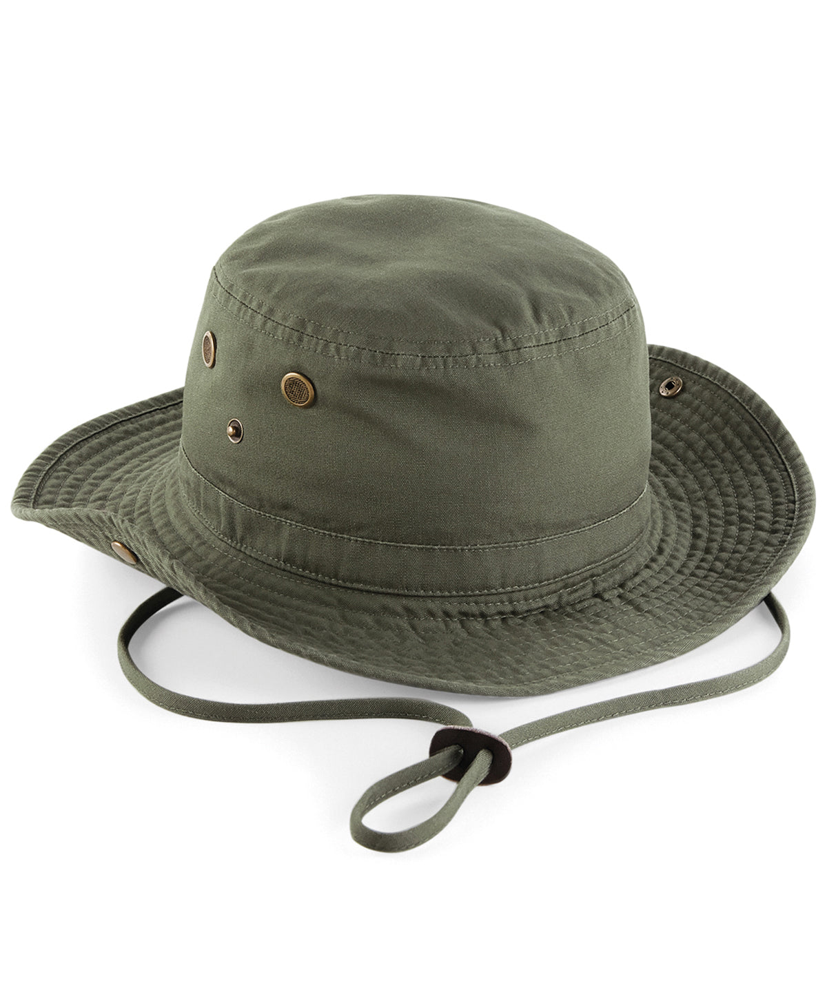 Tryck din logga på Hattar från Beechfield - Anpassa Outback-hatt i färgen Oliv One Size för företag, föreningar och privatpersoner