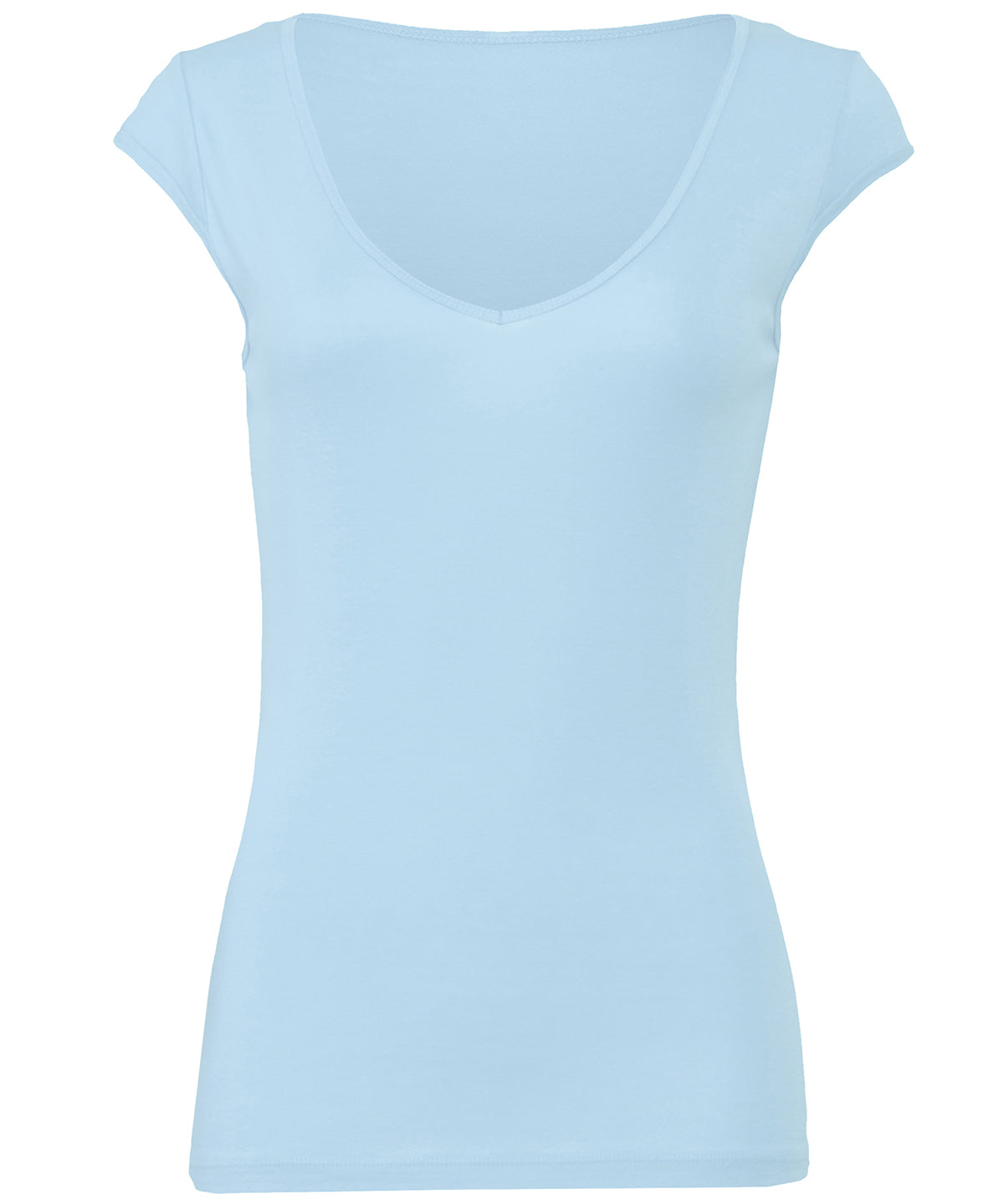 Tryck din logga på T-shirts från Bella Canvas - Anpassa Sheer Mini Rib V-Neck T-Shirt - Dam i färgen för företag, föreningar och privatpersoner