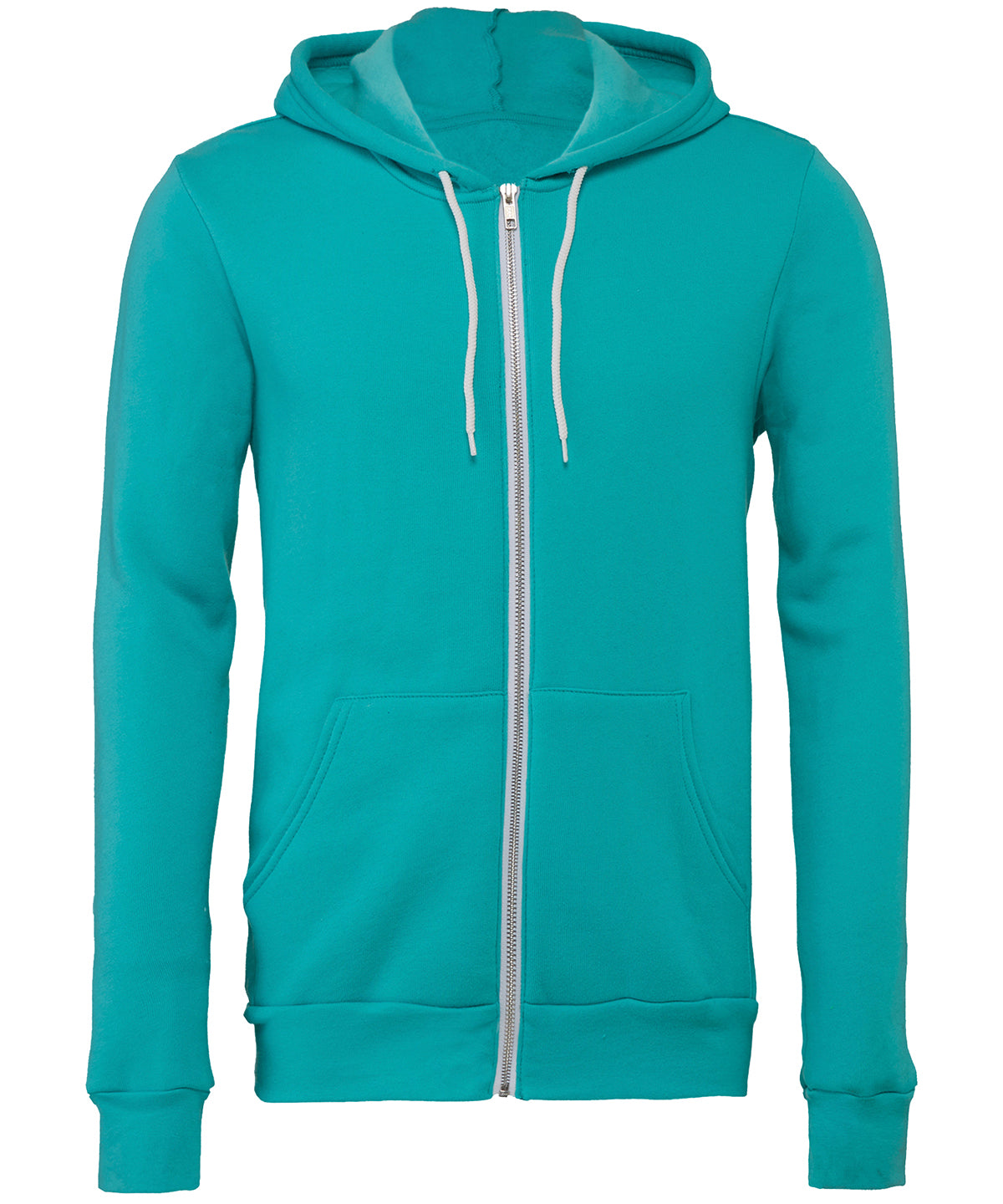 Tryck din logga på Hoodies från Bella Canvas - Anpassa Bella Canvas - Polycotton Fleece Zip Unisex Hoodie i färgen Teal för företag, föreningar och privatpersoner