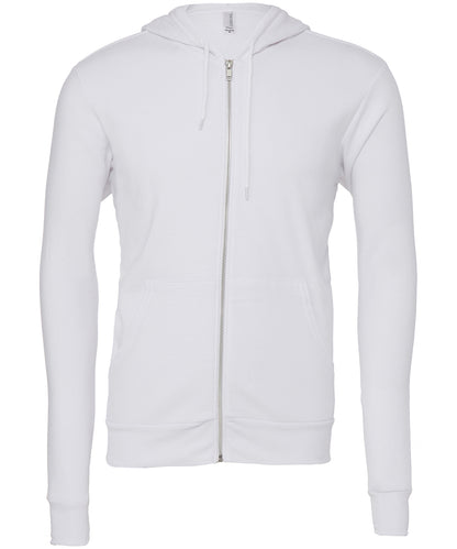 Tryck din logga på Hoodies från Bella Canvas - Anpassa Bella Canvas - Polycotton Fleece Zip Unisex Hoodie i färgen Vit för företag, föreningar och privatpersoner