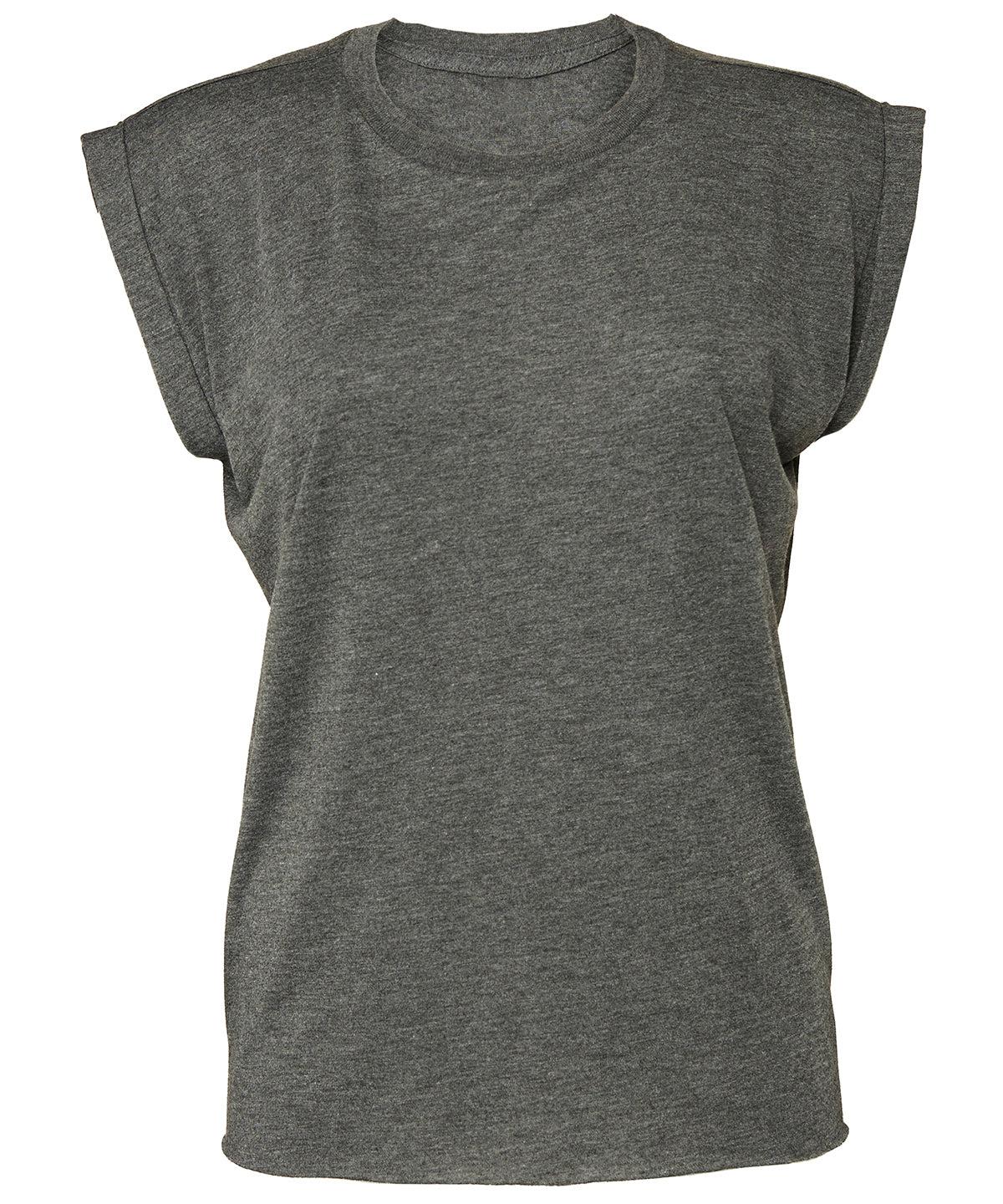 Tryck din logga på T-shirts från Bella Canvas - Anpassa Flowy Muscle Tee – Rolled Cuffs - Dam i färgen Mörkgrå för företag, föreningar och privatpersoner