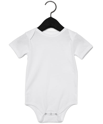 Tryck din logga på Bodys från Bella Canvas - Anpassa Kortärmad baby Jersey-uniform i färgen Vit för företag, föreningar och privatpersoner