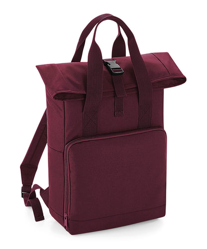Tryck din logga på Väskor från Bagbase - Anpassa Ryggsäck med dubbla handtag och rulltopp i färgen Burgundy One Size för företag, föreningar och privatpersoner