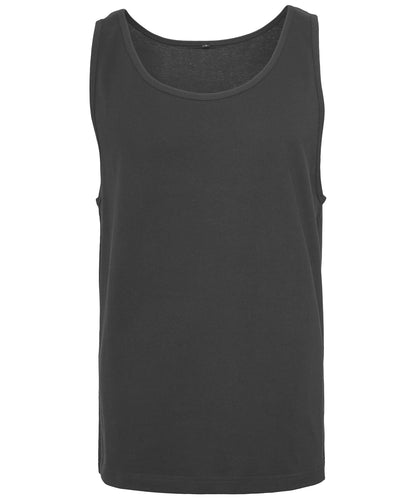 Tryck din logga på Linnen från Build Your Brand - Anpassa Jersey stor tank i färgen Svart för företag, föreningar och privatpersoner