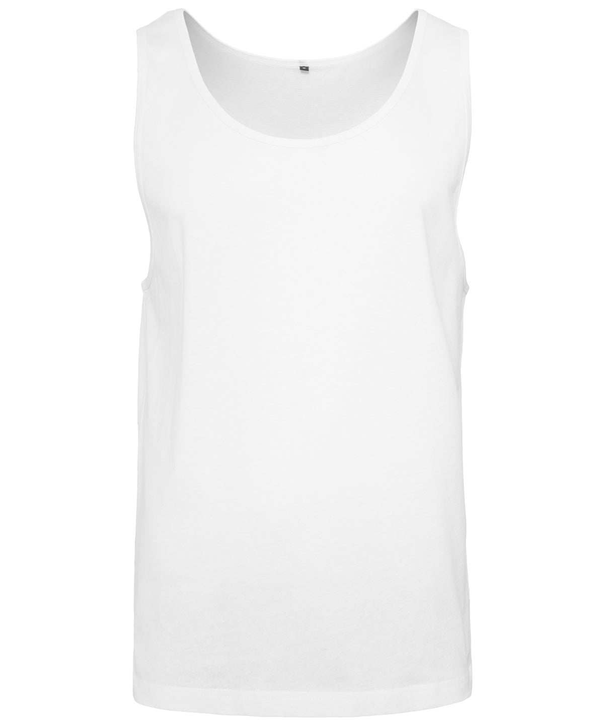 Tryck din logga på Linnen från Build Your Brand - Anpassa Jersey stor tank i färgen Vit för företag, föreningar och privatpersoner