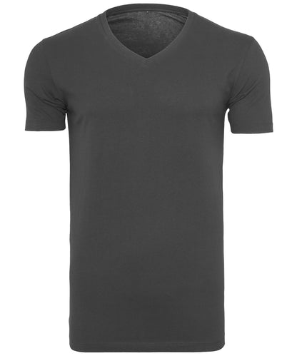 Tryck din logga på T-shirts från Build Your Brand - Anpassa Light V-Neck T-Shirt- Herr i färgen Svart för företag, föreningar och privatpersoner
