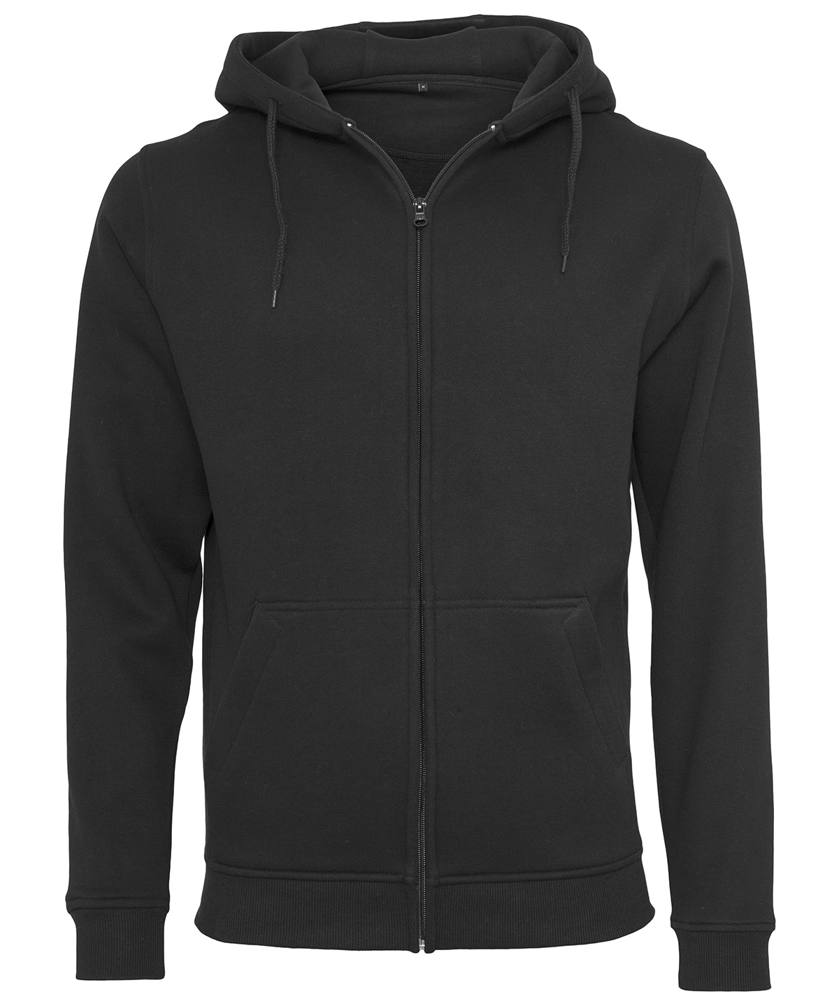 Tryck din logga på Hoodies från Build Your Brand - Anpassa Build Your Brand - Kraftig Hoodie med Dragkedja i färgen Svart för företag, föreningar och privatpersoner