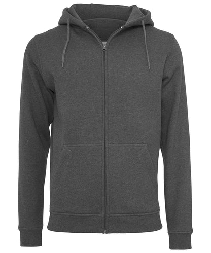 Tryck din logga på Hoodies från Build Your Brand - Anpassa Build Your Brand - Kraftig Hoodie med Dragkedja i färgen Mörkgrå för företag, föreningar och privatpersoner