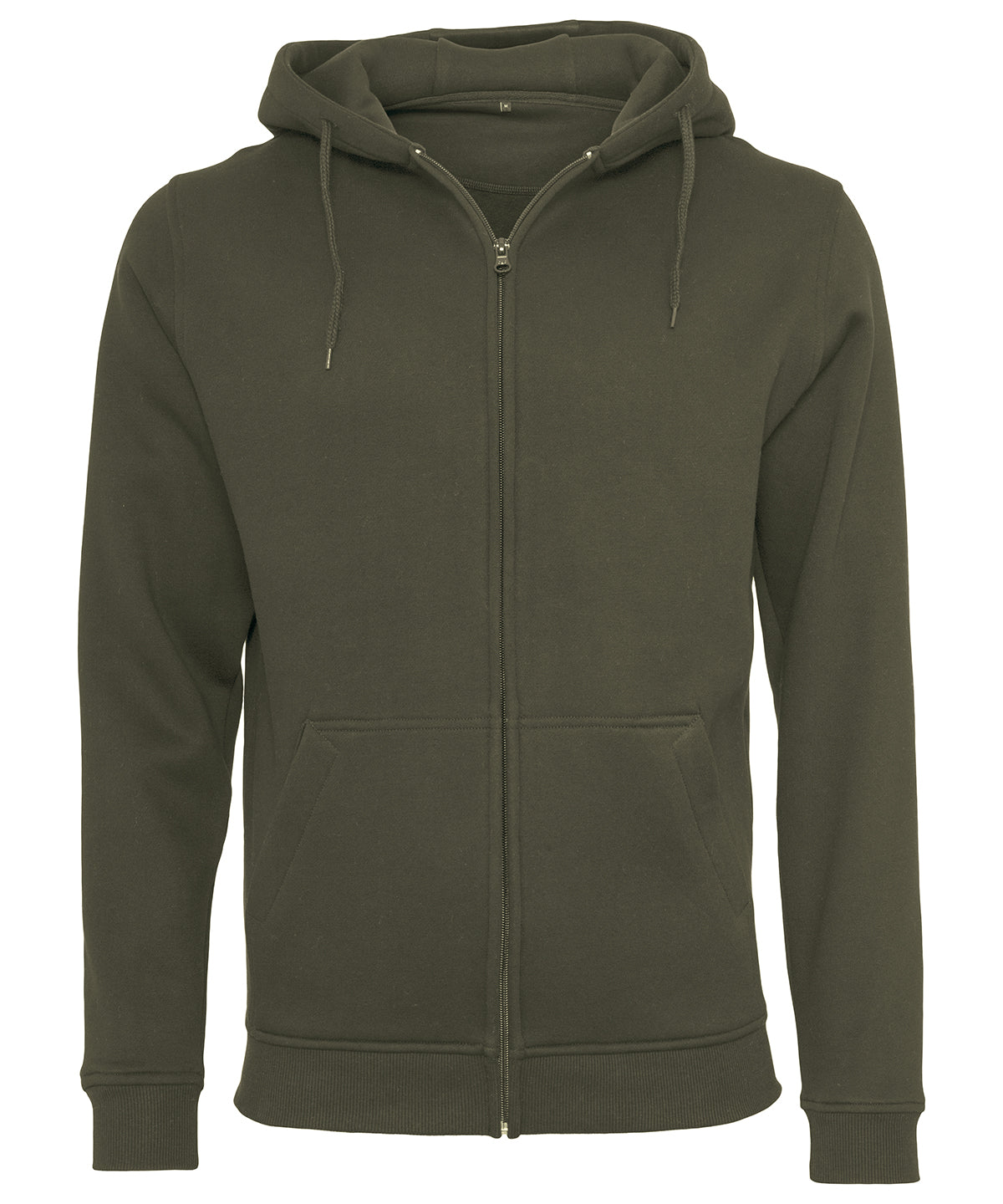 Tryck din logga på Hoodies från Build Your Brand - Anpassa Build Your Brand - Kraftig Hoodie med Dragkedja i färgen Oliv för företag, föreningar och privatpersoner