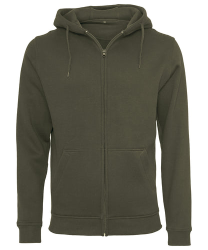 Tryck din logga på Hoodies från Build Your Brand - Anpassa Build Your Brand - Kraftig Hoodie med Dragkedja i färgen Oliv för företag, föreningar och privatpersoner