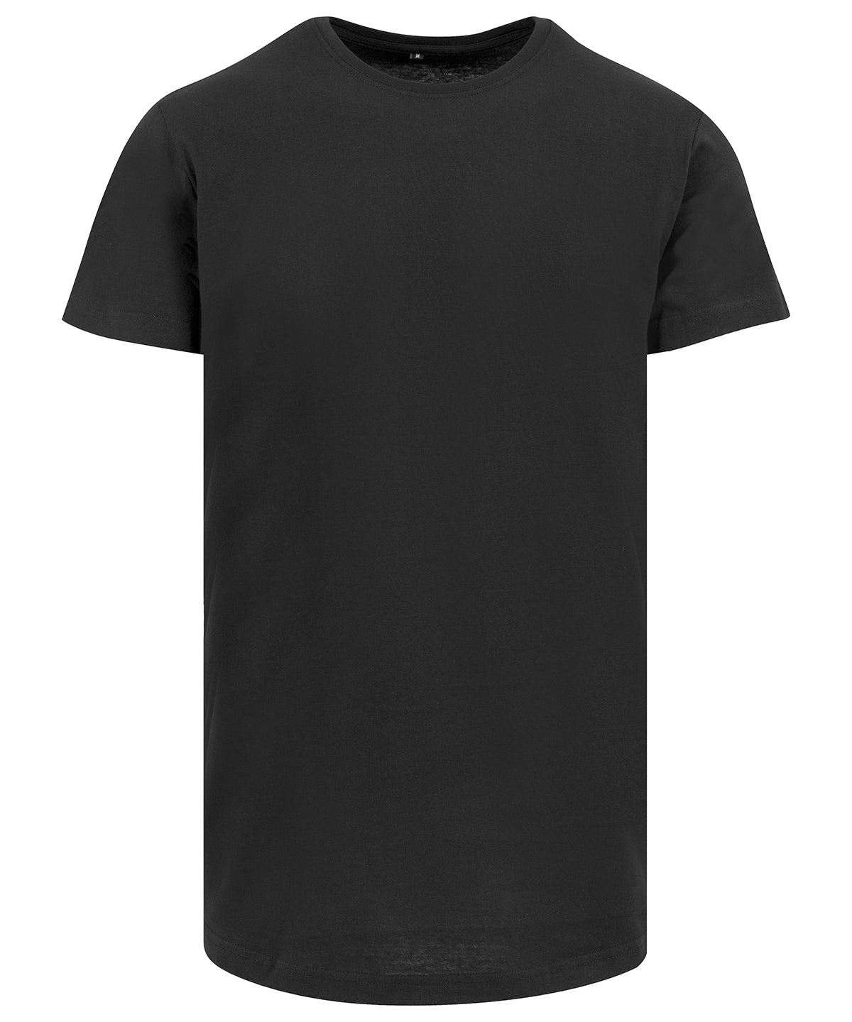 Tryck din logga på T-shirts från Build Your Brand - Anpassa Shaped Long Tee i färgen Svart för företag, föreningar och privatpersoner
