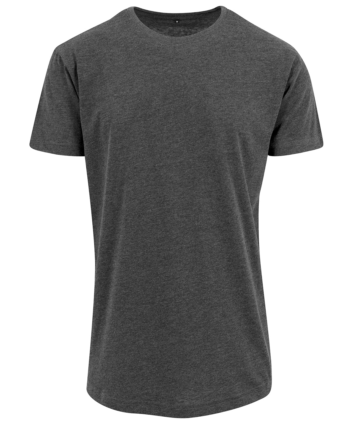 Tryck din logga på T-shirts från Build Your Brand - Anpassa Shaped Long Tee i färgen Mörkgrå för företag, föreningar och privatpersoner