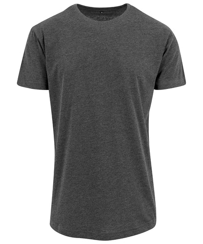 Tryck din logga på T-shirts från Build Your Brand - Anpassa Shaped Long Tee i färgen Mörkgrå för företag, föreningar och privatpersoner