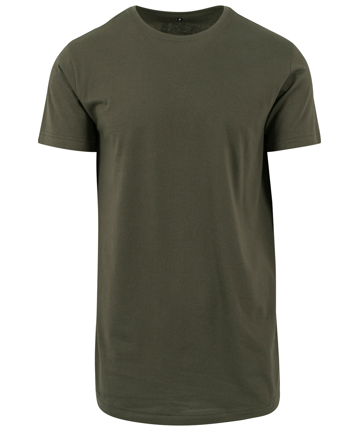 Tryck din logga på T-shirts från Build Your Brand - Anpassa Shaped Long Tee i färgen Oliv för företag, föreningar och privatpersoner