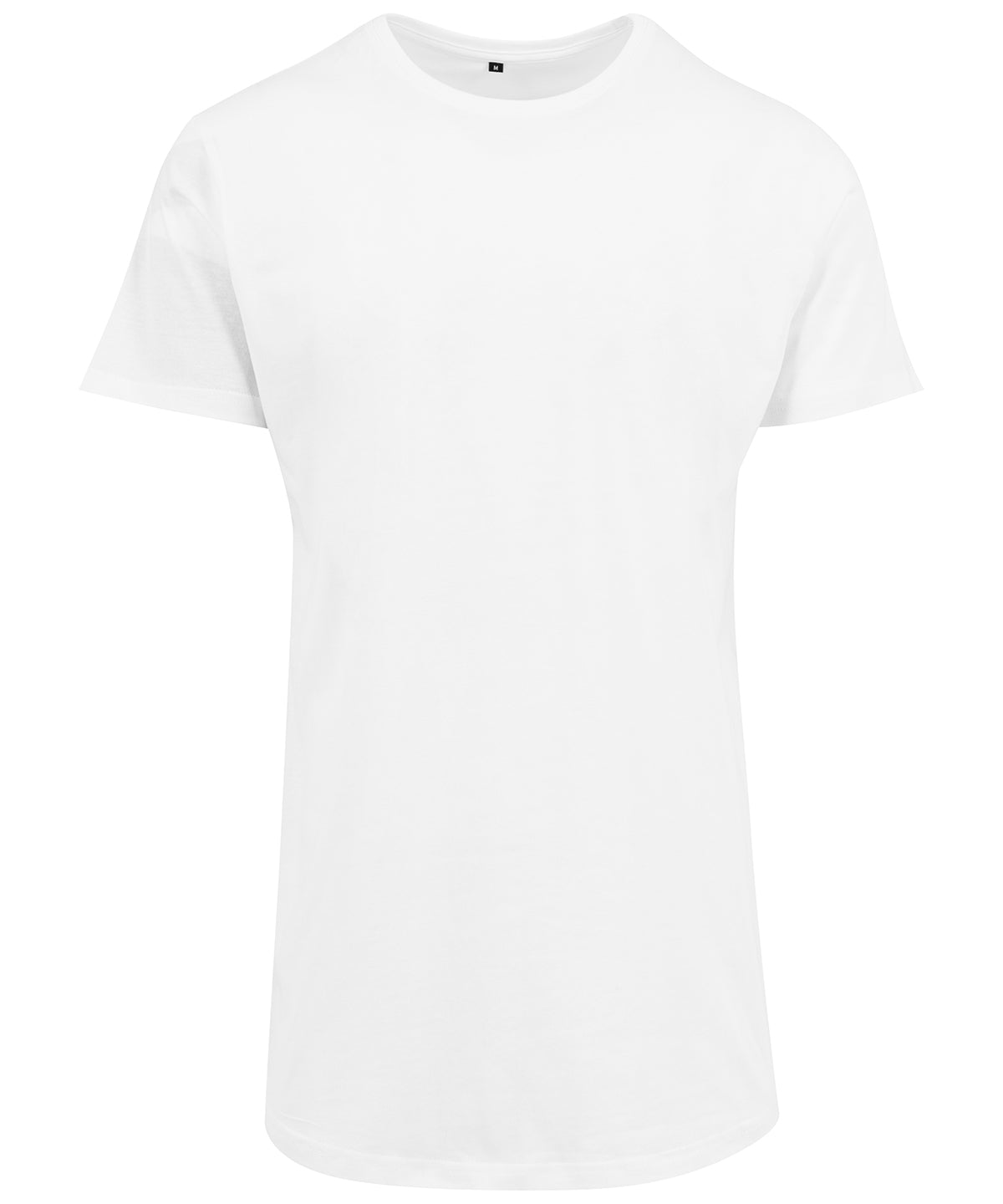 Tryck din logga på T-shirts från Build Your Brand - Anpassa Shaped Long Tee i färgen Vit för företag, föreningar och privatpersoner