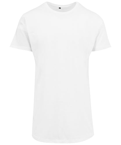 Tryck din logga på T-shirts från Build Your Brand - Anpassa Shaped Long Tee i färgen Vit för företag, föreningar och privatpersoner
