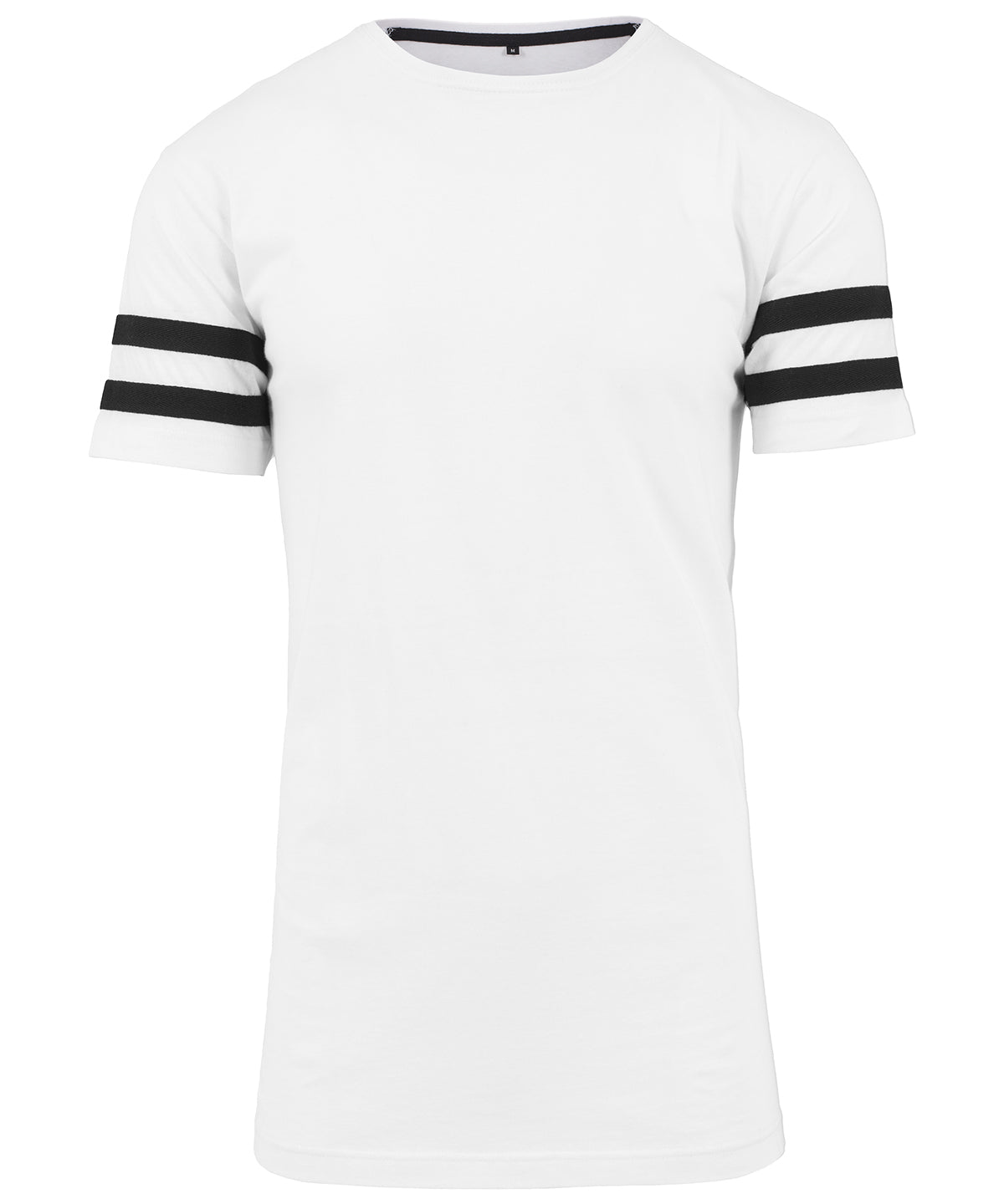 Tryck din logga på T-shirts från Build Your Brand - Anpassa Striped Jersey Tee i färgen Vit för företag, föreningar och privatpersoner