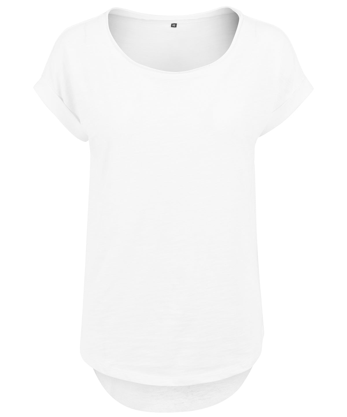 Tryck din logga på T-shirts från Build Your Brand - Anpassa Long Slub Tee - Dam i färgen Vit för företag, föreningar och privatpersoner