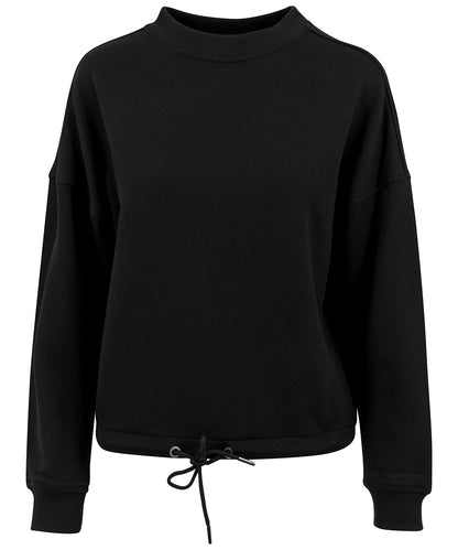 Tryck din logga på Sweatshirts från Build Your Brand - Anpassa Build Your Brand - Dam Oversized Sweatshirt med Halsringning i färgen Svart för företag, föreningar och privatpersoner