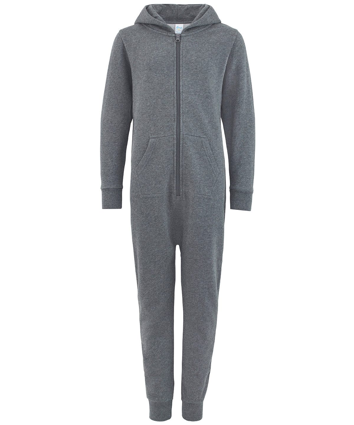 Tryck din logga på Jumpsuits från Comfy Co - Anpassa Barn allt-i-ett i färgen Mörkgrå för företag, föreningar och privatpersoner
