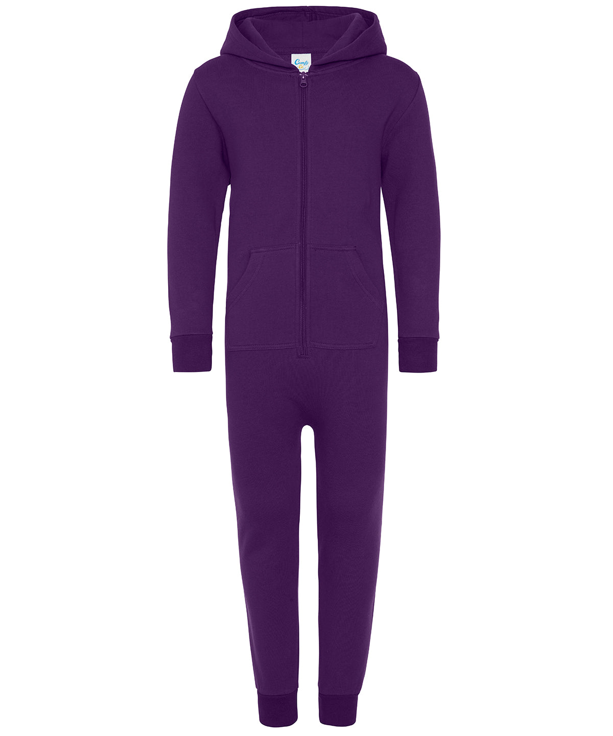Tryck din logga på Jumpsuits från Comfy Co - Anpassa Barn allt-i-ett i färgen Mörk lila för företag, föreningar och privatpersoner