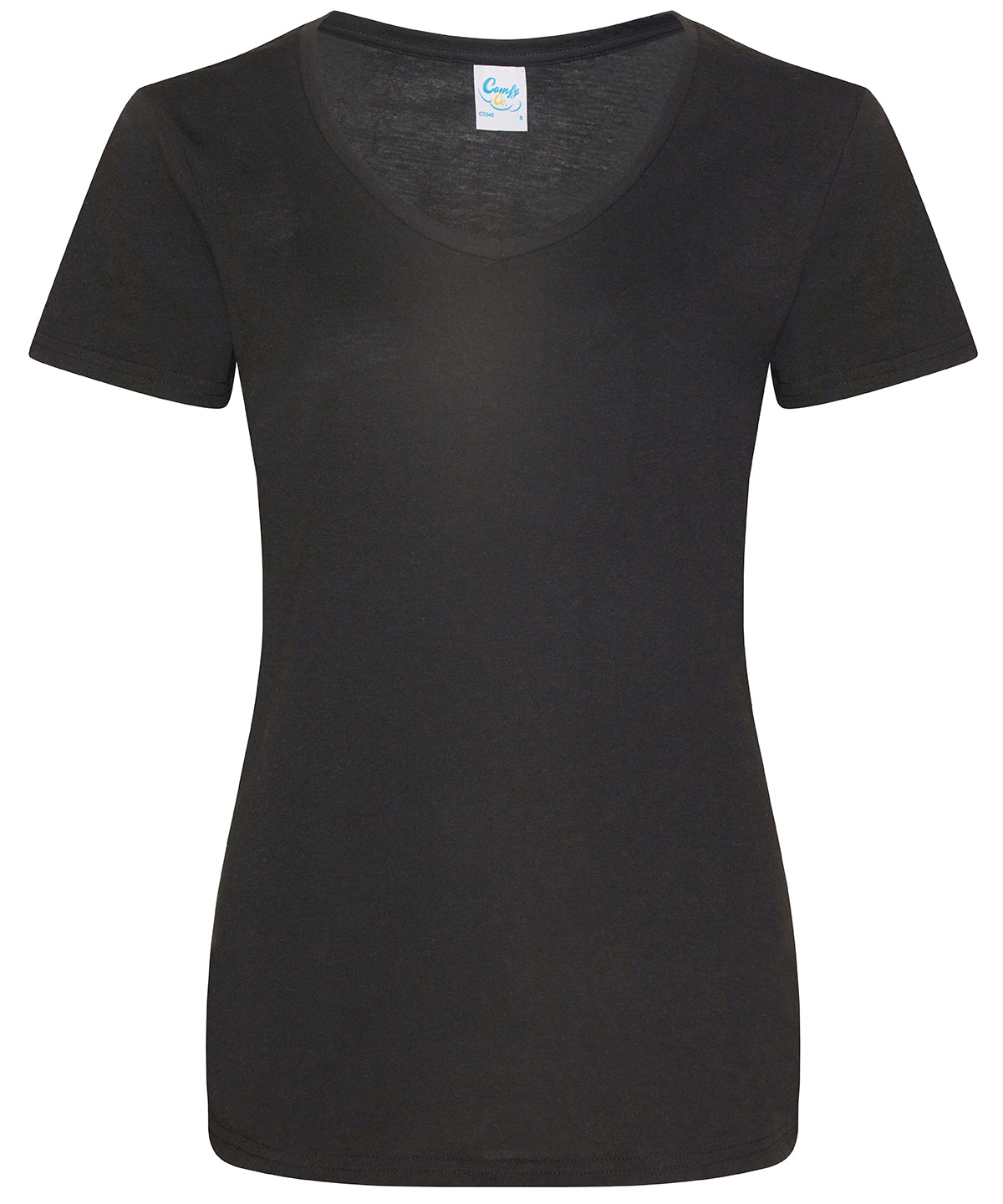Tryck din logga på T-shirts från Comfy Co - Anpassa Gals lounge T i färgen Svart för företag, föreningar och privatpersoner