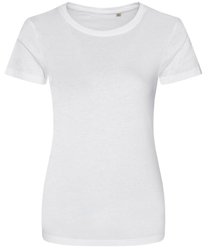 Tryck din logga på T-shirts från AWDis Ecologie - Anpassa Cascade Organic T-Shirt - Dam i färgen Vit för företag, föreningar och privatpersoner