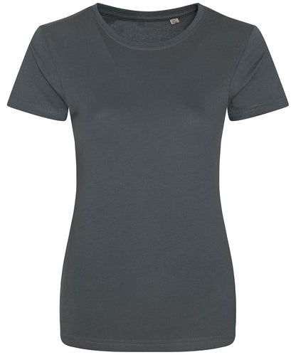 Tryck din logga på T-shirts från AWDis Ecologie - Anpassa Cascade Organic T-Shirt - Dam i färgen Mörkgrå för företag, föreningar och privatpersoner