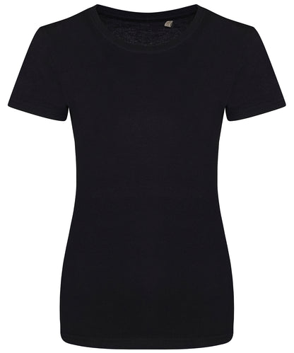 Tryck din logga på T-shirts från AWDis Ecologie - Anpassa Cascade Organic T-Shirt - Dam i färgen Svart för företag, föreningar och privatpersoner