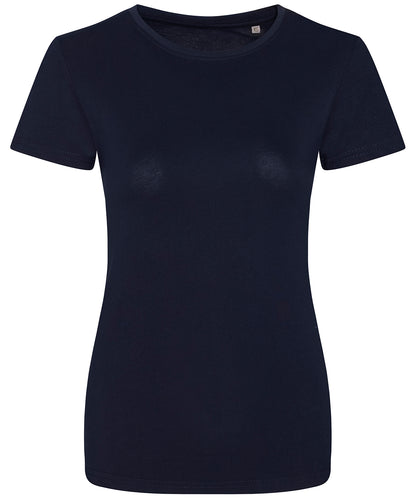 Tryck din logga på T-shirts från AWDis Ecologie - Anpassa Cascade Organic T-Shirt - Dam i färgen Marinblå för företag, föreningar och privatpersoner