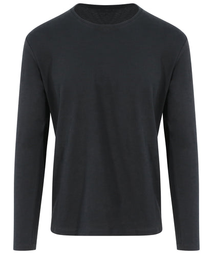 Tryck din logga på T-shirts från AWDis Ecologie - Anpassa Erawan Organic Long Sleeve T-Shirt i färgen Svart för företag, föreningar och privatpersoner