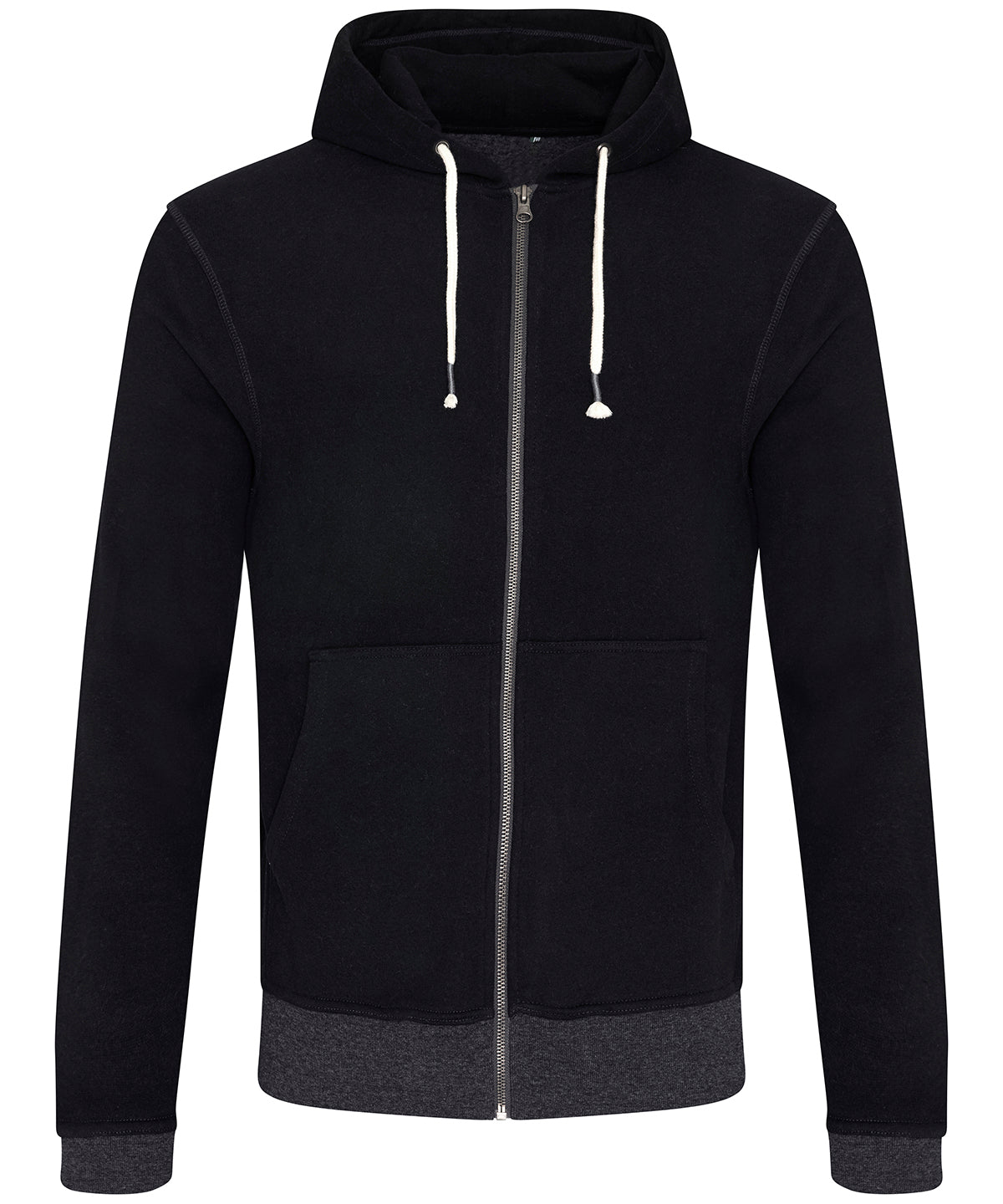 Tryck din logga på Hoodies från AWDis Ecologie - Anpassa AWDis Ecologie - Okavango Regen Zoodie i färgen Svart för företag, föreningar och privatpersoner