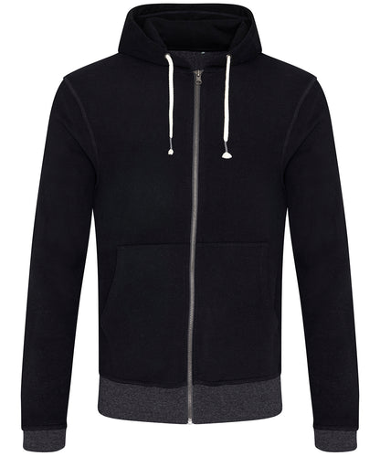 Tryck din logga på Hoodies från AWDis Ecologie - Anpassa AWDis Ecologie - Okavango Regen Zoodie i färgen Svart för företag, föreningar och privatpersoner