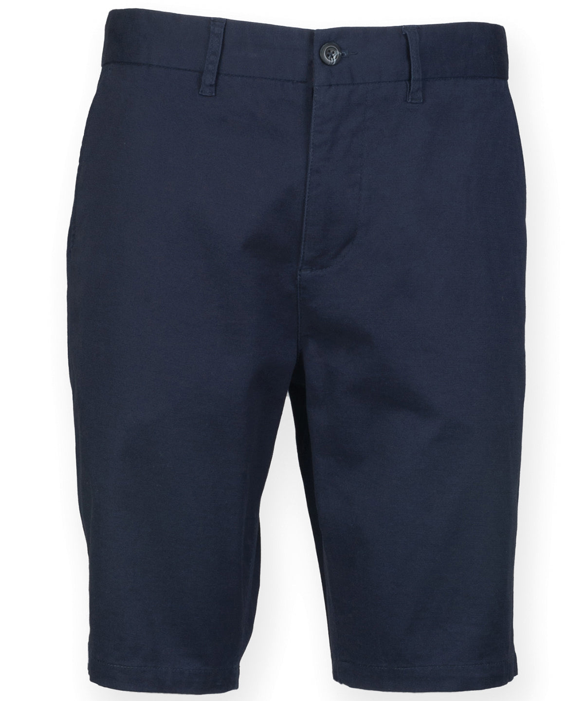 Tryck din logga på Shorts från Front Row - Anpassa Chino-shorts i stretch i färgen Marinblå för företag, föreningar och privatpersoner