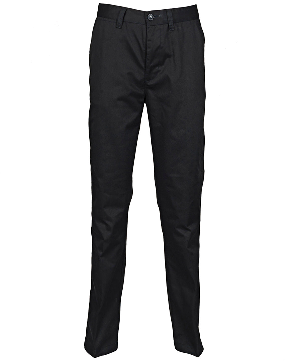 Tryck din logga på Chinos från Henbury - Anpassa 65/35 chino-byxa med platt front i färgen Svart för företag, föreningar och privatpersoner