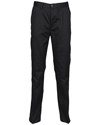 Tryck din logga på Chinos från Henbury - Anpassa 65/35 chino-byxa med platt front i färgen Svart för företag, föreningar och privatpersoner