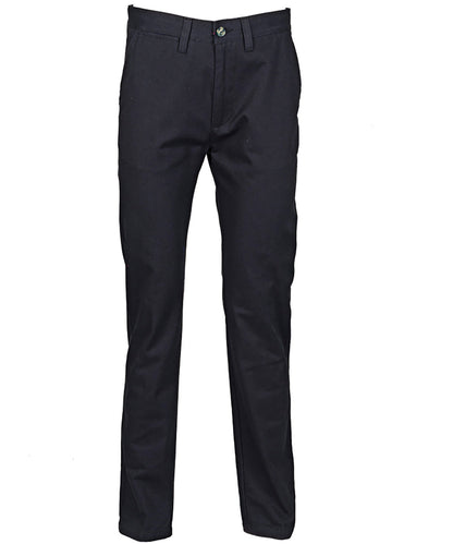Tryck din logga på Chinos från Henbury - Anpassa 65/35 chino-byxa med platt front i färgen Marinblå för företag, föreningar och privatpersoner