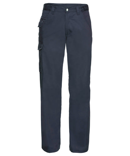 Tryck din logga på Byxor från Russell Europe - Anpassa Arbetsbyxor i twill i polycotton i färgen Marinblå för företag, föreningar och privatpersoner