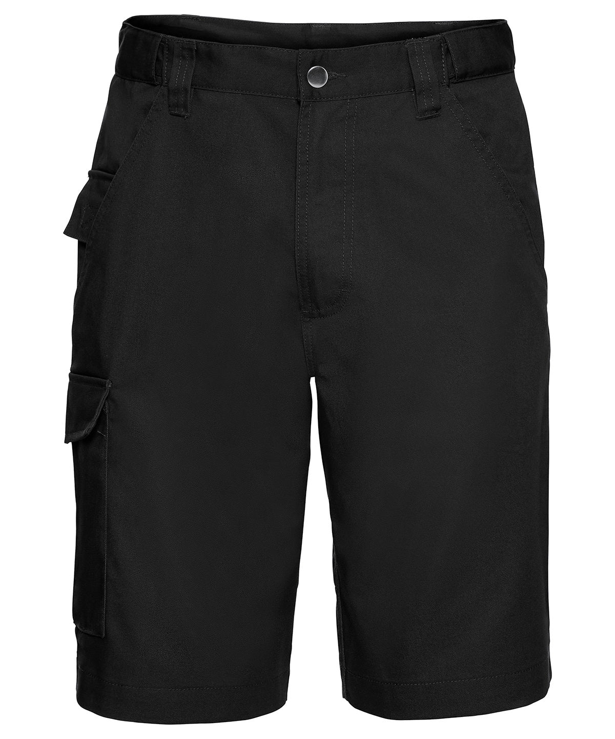 Tryck din logga på Shorts från Russell Europe - Anpassa Shorts i polycotton twill för arbetskläder i färgen Svart för företag, föreningar och privatpersoner