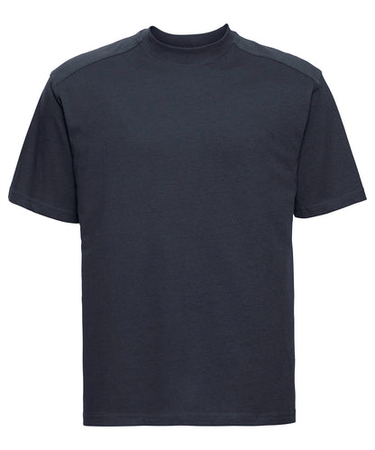 Tryck din logga på T-shirts från Russell Europe - Anpassa Workwear T-Shirt - Herr i färgen Marinblå för företag, föreningar och privatpersoner