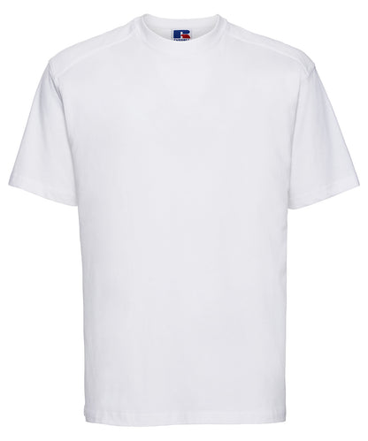 Tryck din logga på T-shirts från Russell Europe - Anpassa Workwear T-Shirt - Herr i färgen Vit för företag, föreningar och privatpersoner